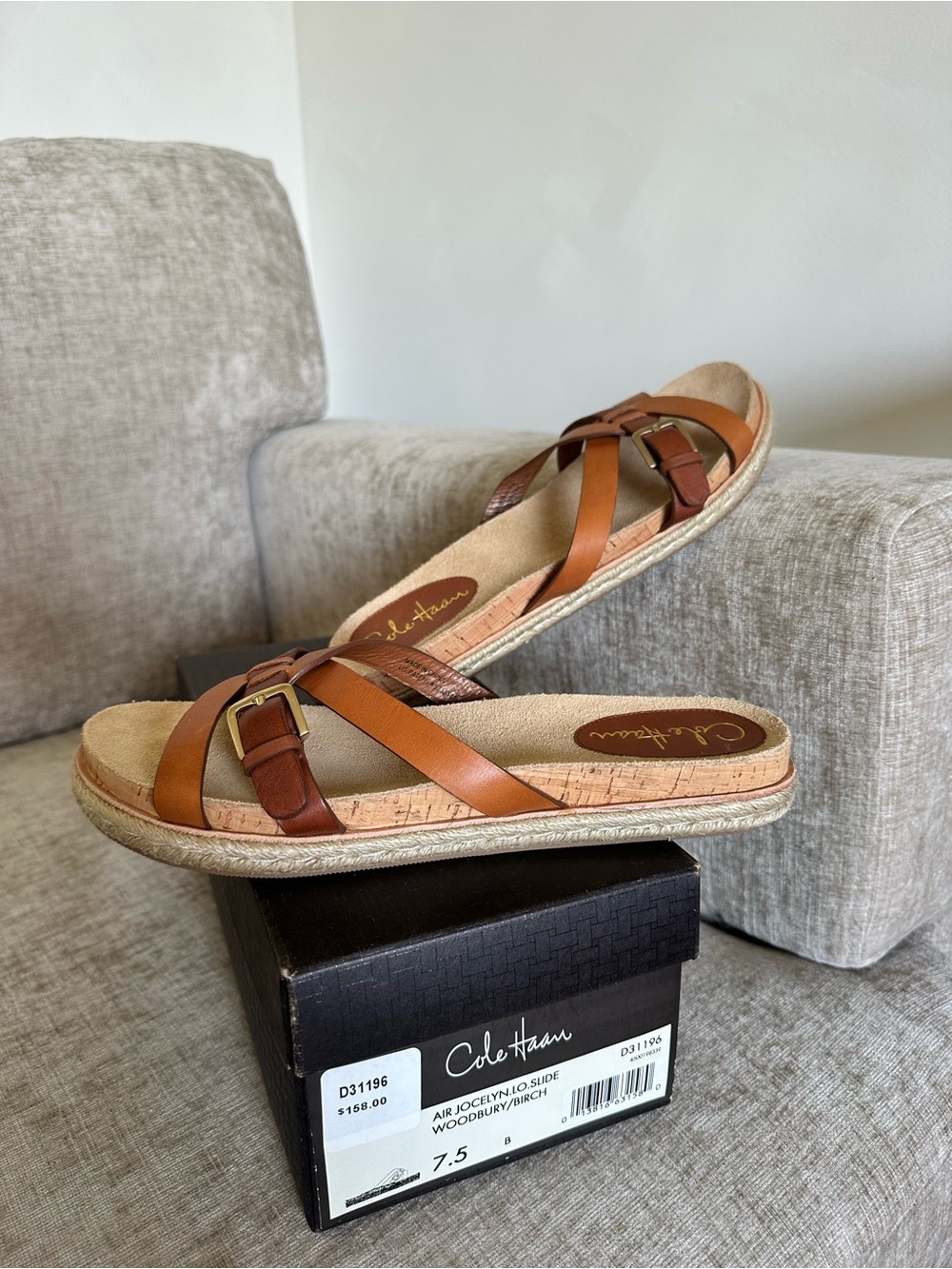 Cole Haan Air Jocelyn Lo Slide in Woodbury/Birch sz 7.5 NEW